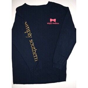 EUC GIRLS SIMPLY SOUTHERN NAVY PINK GOLD ELEPHANT LET GO, LET GOD L/S TEE SIZE S